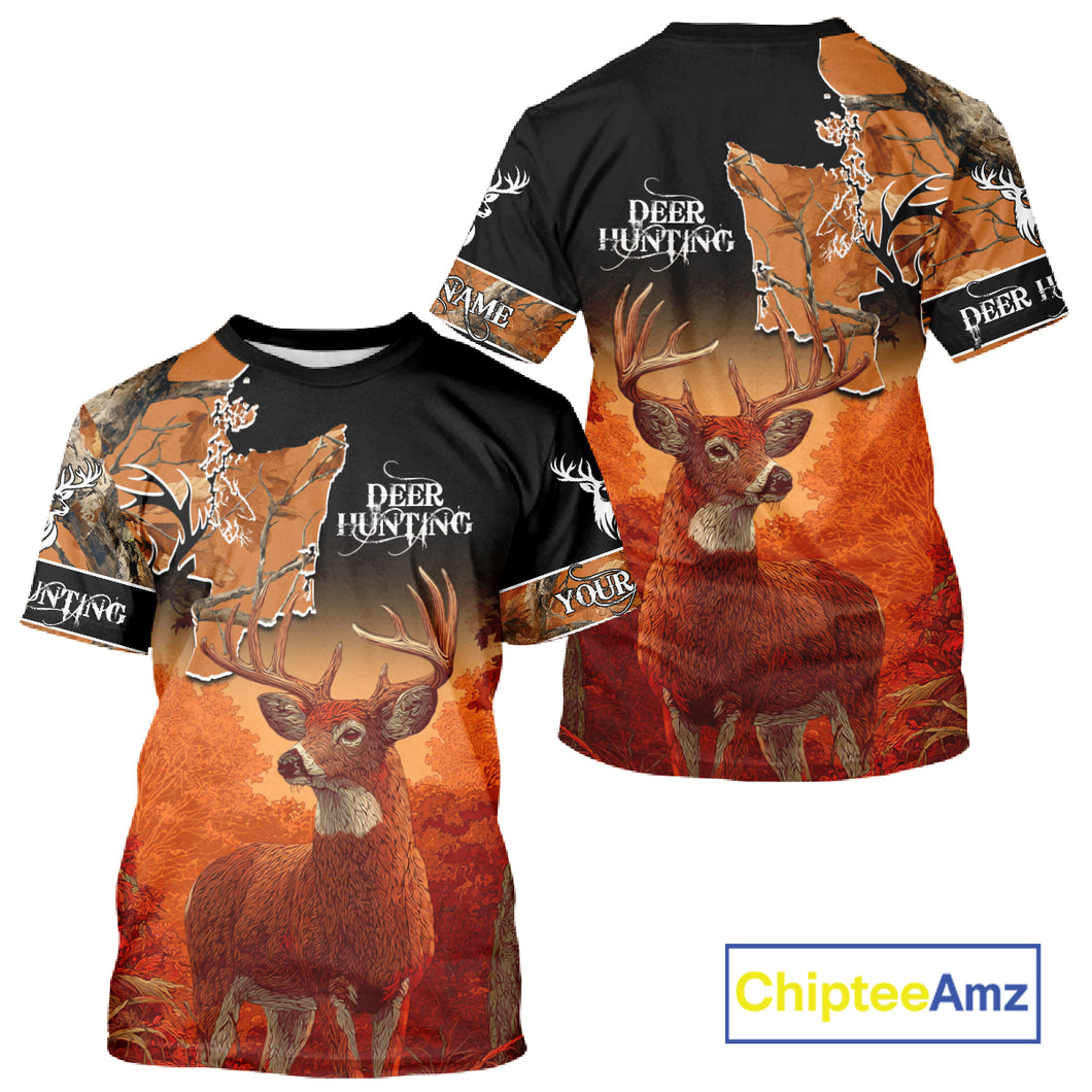 Best Custom Deer Hunting Shirt 3D All Over Print Autumn Forest Big Buck Personalized Gifts NHT35