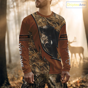 Boar Hunting Brown Camouflage 3D Shirt For Hunting Season Hunting Clothes For Hunters NHT138