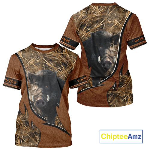 Boar Hunting Brown Camouflage 3D Shirt For Hunting Season Hunting Clothes For Hunters NHT138