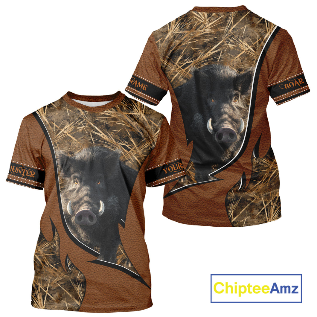 Boar Hunting Brown Camouflage 3D Shirt For Hunting Season Hunting Clothes For Hunters NHT138