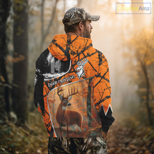 Beautiful Deer hunting Orange Camouflage custom Name Full printing Shirts Gifts For Men NHT39