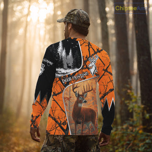 Beautiful Deer hunting Orange Camouflage custom Name Full printing Shirts Gifts For Men NHT39