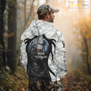 Best Buck Deer Hunting Clothes Winter Camo Grim Reaper Design Custom Name For Hunters NHT44