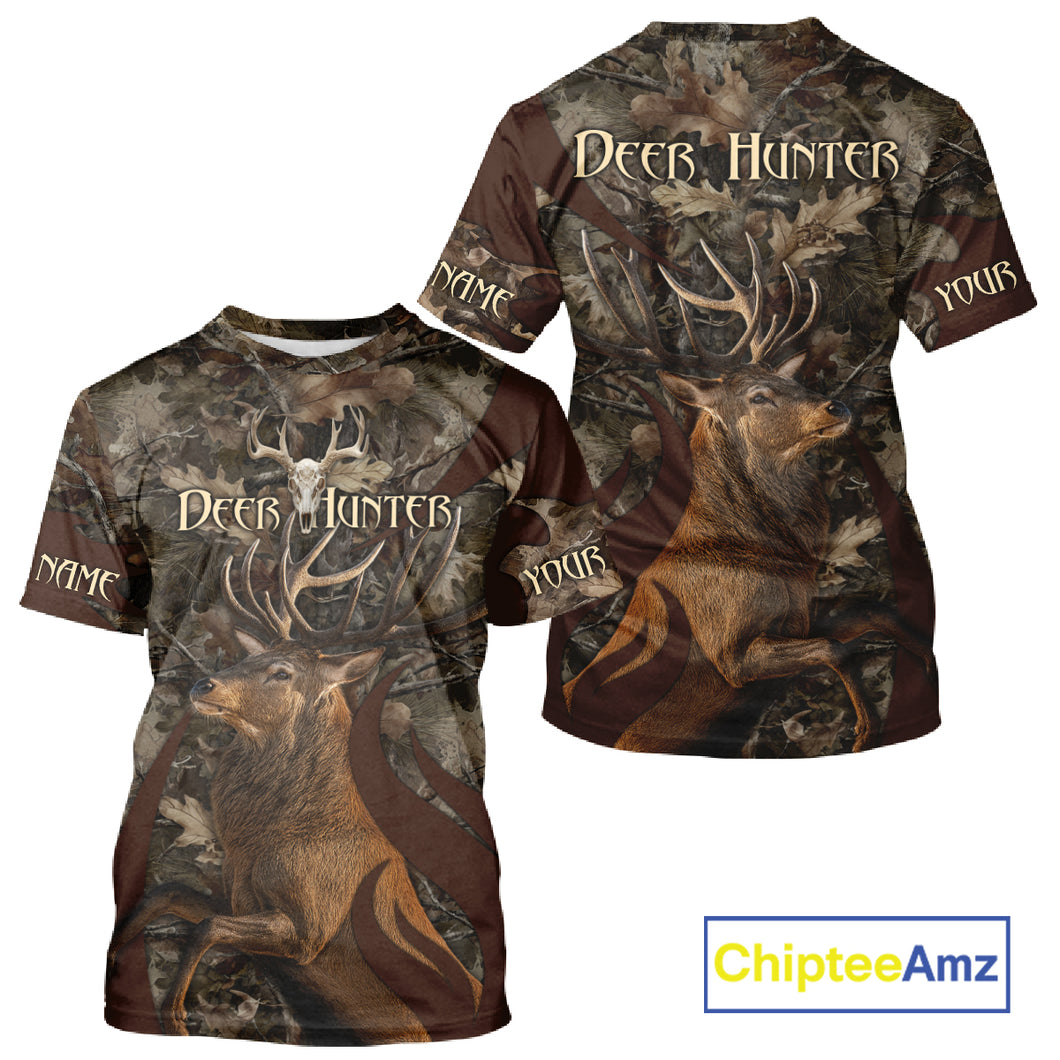 Personalized Red Deer Hunting Camo Full Printing Shirts Deer Hunting Gift for Hunters NHT144