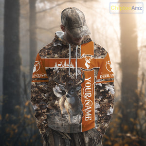 Whitetail Deer Hunting Season Shirt 3D Buck Design Custom Hunting Gift Camouflage Deer Shirts NHT49