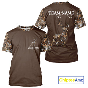 Best Deer Hunting Brown Camouflage Custom Name 3D All-Over Printed Shirt, Deer Hunting Gifts NHT52
