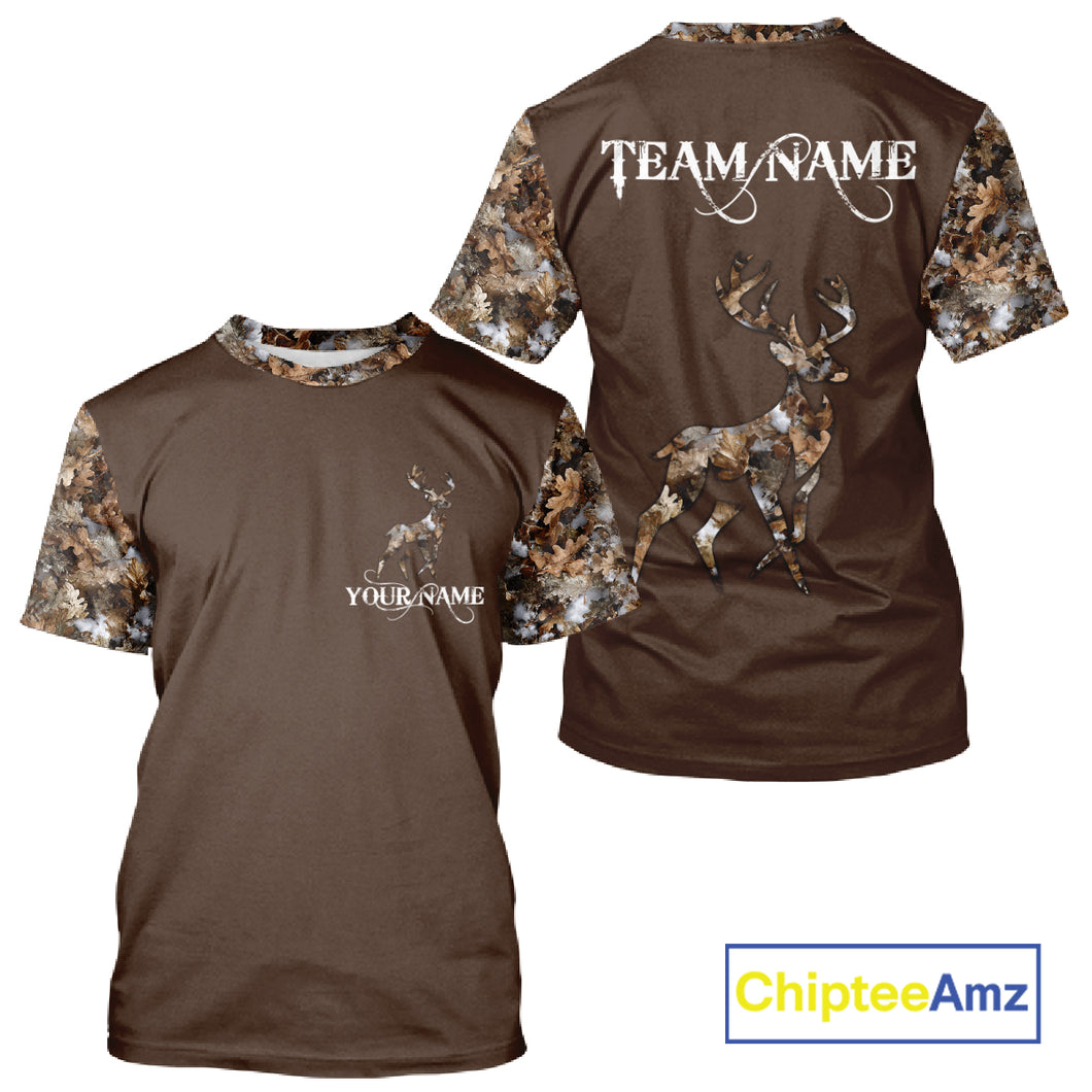 Best Deer Hunting Brown Camouflage Custom Name 3D All-Over Printed Shirt, Deer Hunting Gifts NHT52