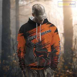 Best Deer Hunting Shirt 3D All Over Print Orange And Black Personalized Name For Hunters NHT63