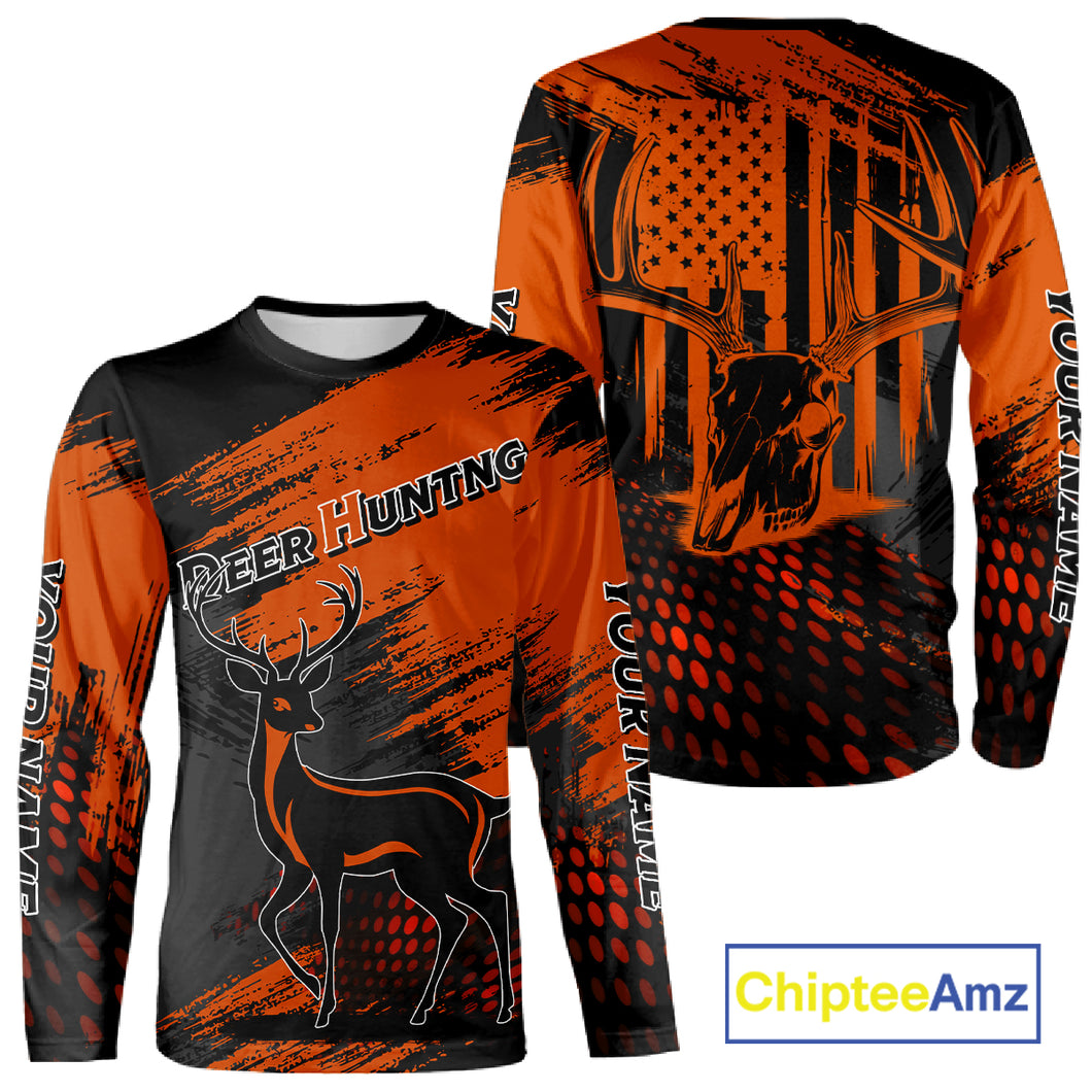 Best Deer Hunting Shirt 3D All Over Print Orange And Black Personalized Name For Hunters NHT63