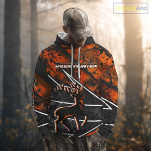 Deer Hunting Clothes 3D Orange Camo Black Custom Name Best Gifts For Deer Hunters NHT66
