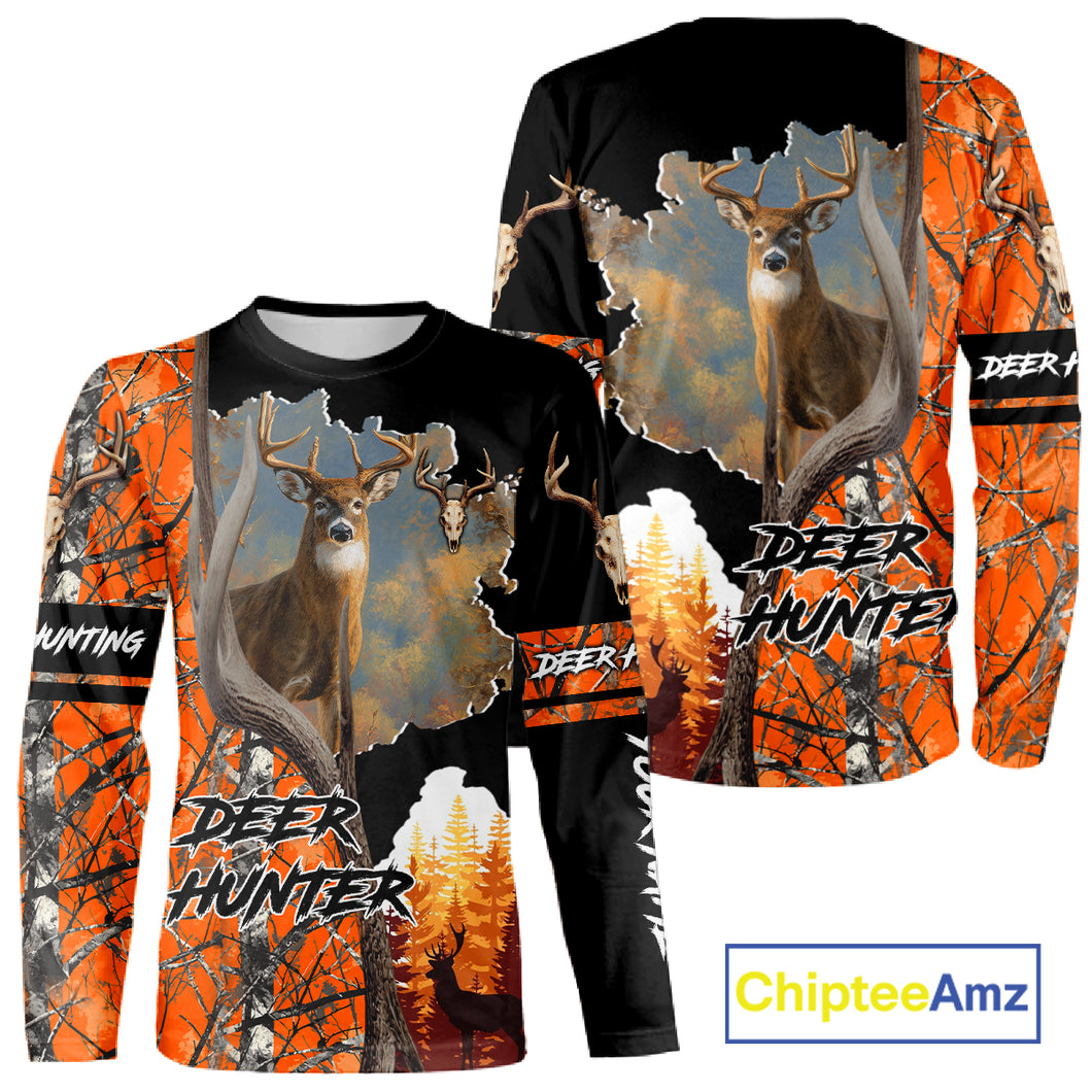 Beautiful Custom Camo Whitetail Deer Hunting Shirt With Full All-Over 3D For Deer Hunters NHT72