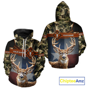 Whitetail Deer Hunting Shirt With Camouflage And Full 3D Print For Texas Deer Hunting Season NHT73