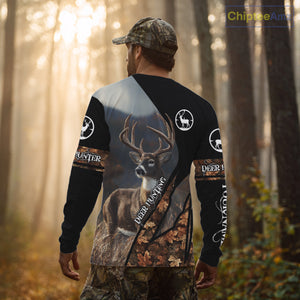 Whitetail Deer Hunting Shirt With Autumn Leaves Camo Pattern For Fall Season Hunters NHT75