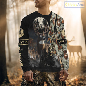 Deer Hunting Shirt Whitetail Deer With Scope Camo Custom Name Hunting Gifts For Hunters NHT86