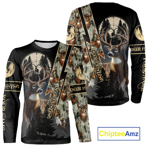 Deer Hunting Shirt Whitetail Deer With Scope Camo Custom Name Hunting Gifts For Hunters NHT86
