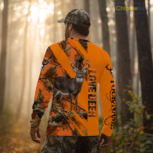 Deer Hunting 3D Orange Camo Shirt Custom Name  Perfect Gift for Hunters NHT13