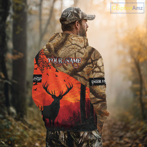Personalized Deer Hunting 3D All Over Printed Shirts Custom Deer And Mountain Camo Shirt Hunting Gifts NHT15