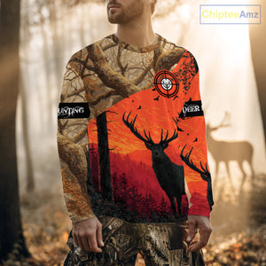Personalized Deer Hunting 3D All Over Printed Shirts Custom Deer And Mountain Camo Shirt Hunting Gifts NHT15