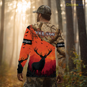 Personalized Deer Hunting 3D All Over Printed Shirts Custom Deer And Mountain Camo Shirt Hunting Gifts NHT15