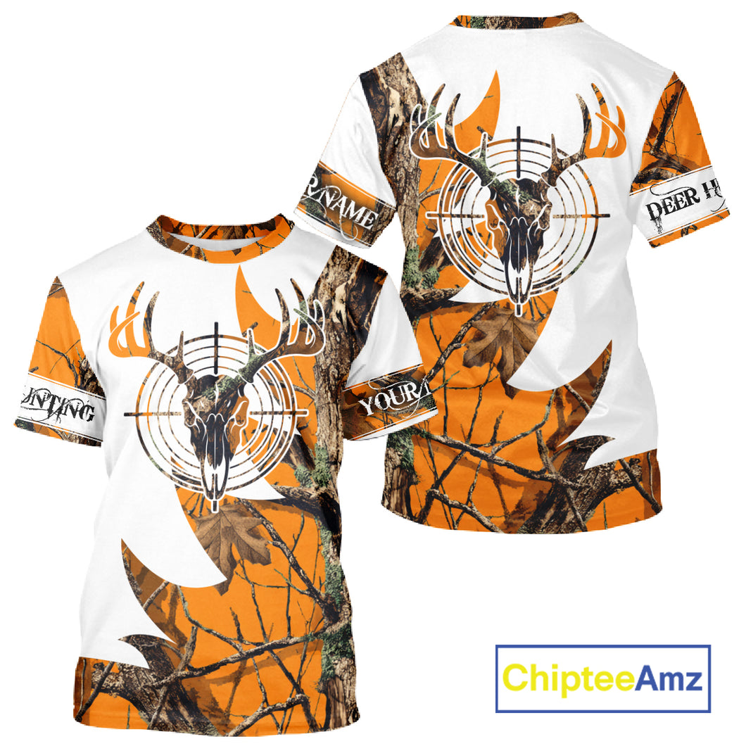 Custom Deer Skull Hunting Shirt 3D All Over Print Camo & Personalized Name, Gilfs for Hunter NHT31