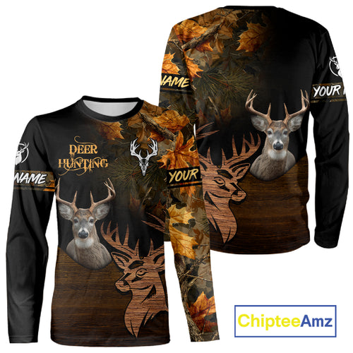 Best Black Camo Deer Hunting Clothes Custom Name Whitetail Deer Design Hunting Gifts NHT40