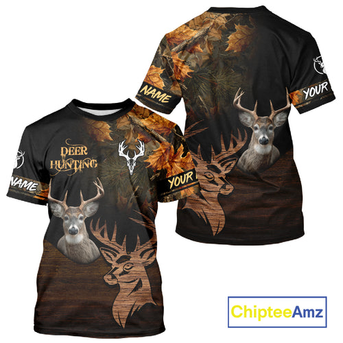 Best Black Camo Deer Hunting Clothes Custom Name Whitetail Deer Design Hunting Gifts NHT40