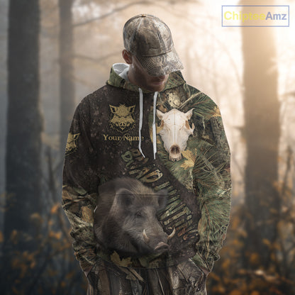 Best Wild Boar Hunting Forest Camouflage Custom Name Shirts for Hunter, Hunting Gifts NHT105