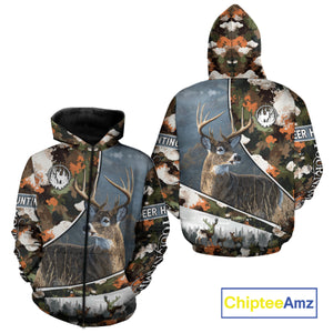 Best Custom Name Hunting Deer 3D Shirt With All Over Whitetail Deer Print And Camouflage NHT70