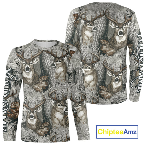 Beautiful Deer Hunting Shirt Pattern Deer Camo Custom Name 3D All Over Printed Hunting Gift NHT88