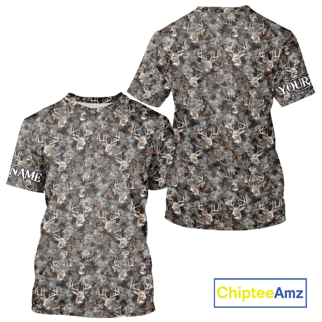 Beautiful Deer Hunting Shirt Pattern Deer Camo Custom Name 3D All Over Printed Hunting Gift NHT90