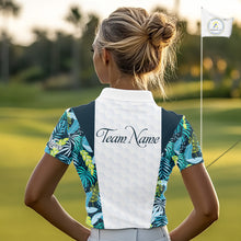 Load image into Gallery viewer, Personalized Green Tropical Plants Pattern Womens Golf Polo Shirts Custom Womens Golf Tops NHT689