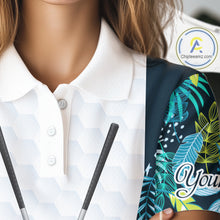 Load image into Gallery viewer, Personalized Green Tropical Plants Pattern Womens Golf Polo Shirts Custom Womens Golf Tops NHT689