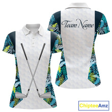 Load image into Gallery viewer, Personalized Green Tropical Plants Pattern Womens Golf Polo Shirts Custom Womens Golf Tops NHT689