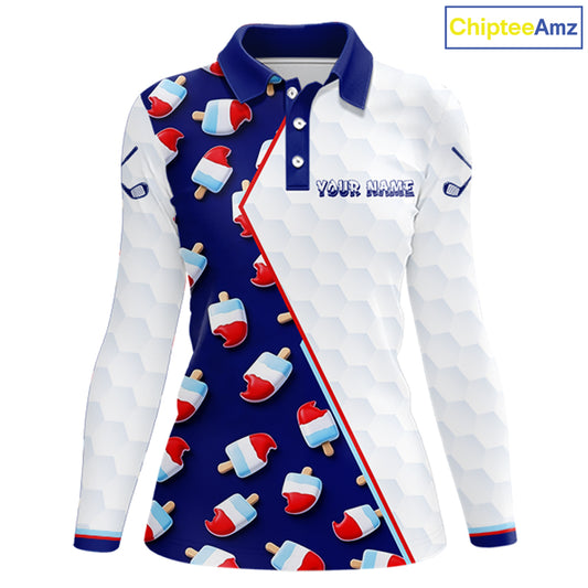 Custom Popsicle Pattern Womens Golf Polo, Personalized Summer Sweet Golf Shirt, Custom Golf Jersey, Familly Team Shirt NHT698