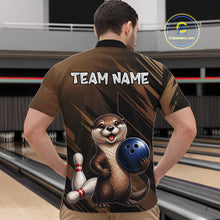 Load image into Gallery viewer, Men's Custom Otter Bowling Polo Shirt &amp; 1/4 Zip Pullover Personalized Team Jersey With Name Gift NHT1202