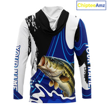 Load image into Gallery viewer, Bass Fishing Jersey Personalized Name Hooded Fishing Shirt, Angler Tournament Fishing Apparel NHT867