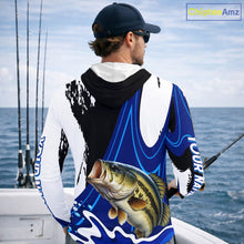 Load image into Gallery viewer, Bass Fishing Jersey Personalized Name Hooded Fishing Shirt, Angler Tournament Fishing Apparel NHT867