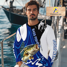 Load image into Gallery viewer, Bass Fishing Jersey Personalized Name Fishing Shirt, Angler Tournament Fishing Apparel NHT867