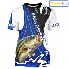 Load image into Gallery viewer, Bass Fishing Jersey Personalized Name Fishing T-Shirts, Angler Tournament Fishing Apparel NHT867
