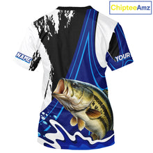 Load image into Gallery viewer, Bass Fishing Jersey Personalized Name Fishing T-Shirts, Angler Tournament Fishing Apparel NHT867