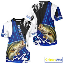 Load image into Gallery viewer, Bass Fishing Jersey Personalized Name Fishing T-Shirts, Angler Tournament Fishing Apparel NHT867