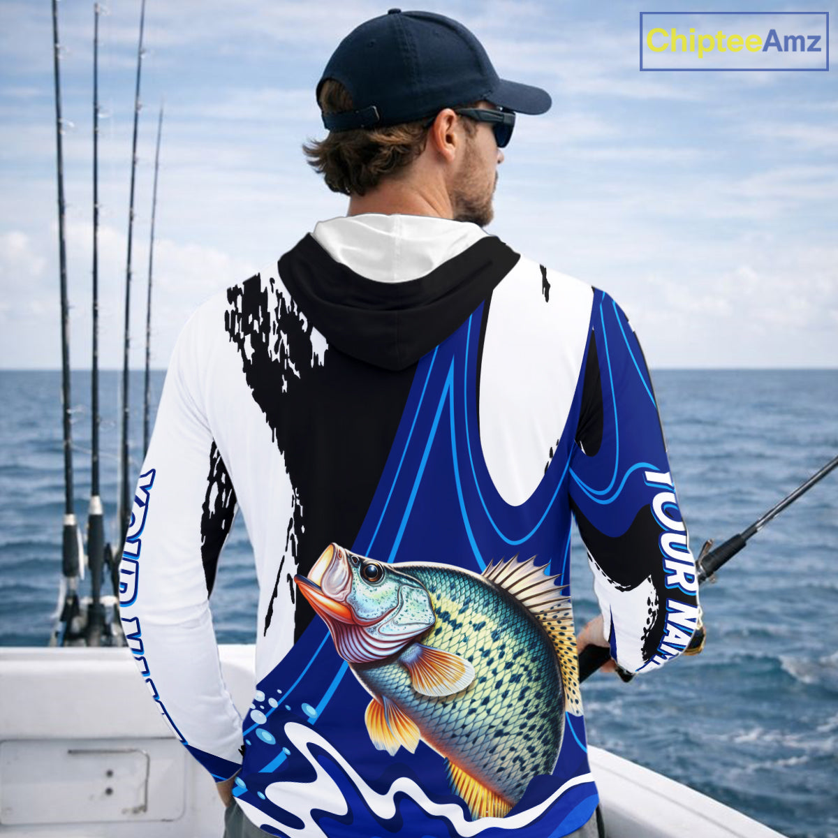 Crappie Fishing Jersey Personalized Name Hooded Fishing Shirt, Angler Tournament Fishing Apparel NHT868