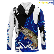Load image into Gallery viewer, Musky Fishing Jersey Personalized Name Hooded Fishing Shirt, Angler Tournament Fishing Apparel NHT870