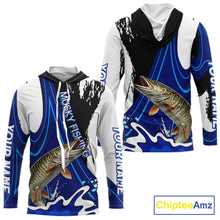Load image into Gallery viewer, Musky Fishing Jersey Personalized Name Hooded Fishing Shirt, Angler Tournament Fishing Apparel NHT870