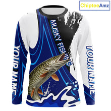 Load image into Gallery viewer, Musky Fishing Jersey Personalized Name Fishing Shirt, Angler Tournament Fishing Apparel NHT870