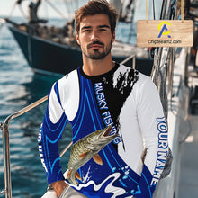 Load image into Gallery viewer, Musky Fishing Jersey Personalized Name Fishing Shirt, Angler Tournament Fishing Apparel NHT870