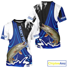 Load image into Gallery viewer, Musky Fishing Jersey Personalized Name Fishing T-Shirts, Angler Tournament Fishing Apparel NHT870