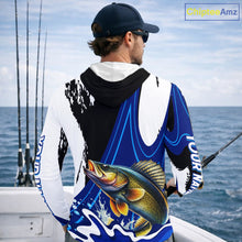 Load image into Gallery viewer, Walleye Fishing Jersey Personalized Name Hooded Fishing Shirt, Angler Tournament Fishing Apparel NHT871