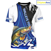 Load image into Gallery viewer, Walleye Fishing Jersey Personalized Name Fishing T-Shirts, Angler Tournament Fishing Apparel NHT871