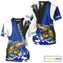 Load image into Gallery viewer, Walleye Fishing Jersey Personalized Name Fishing T-Shirts, Angler Tournament Fishing Apparel NHT871